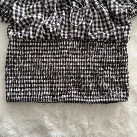 Bershka Gingham Cropped Top Black - Picture 10 of 15
